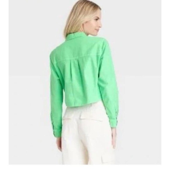 NWT Universal Thread cropped linen blend button down size large - Picture 8 of 8